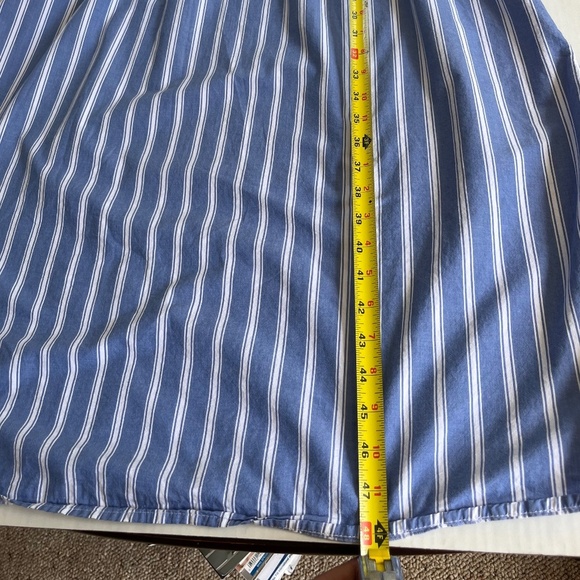 Old Navy Sz L Blue V Neck Stretch Tank Maxi Flare Dress Tie Shoulder Smocked - Picture 6 of 9